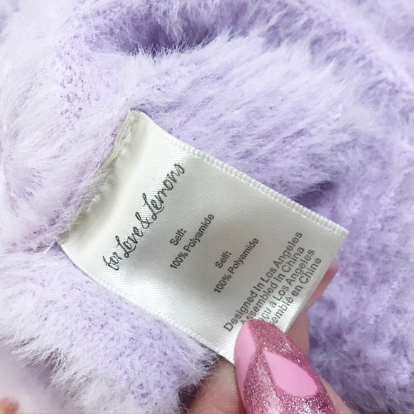 For Love and Lemons Devon Lavender Soft Fuzzy Knit Sleeveless Crop Top XXS NWT - Picture 5 of 8